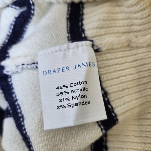 Draper James Striped Quarter Zip Sweater in Mariner Stripe Cotton Blend XS - Picture 8 of 8